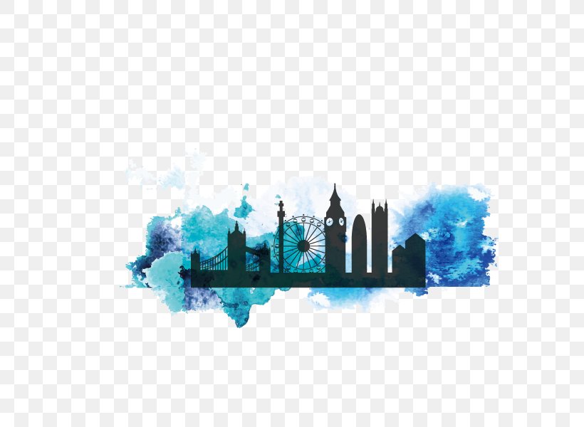 City Of London Silhouette Watercolor Painting, PNG, 600x600px, London, Aqua, Blue, City Of London, England Download Free