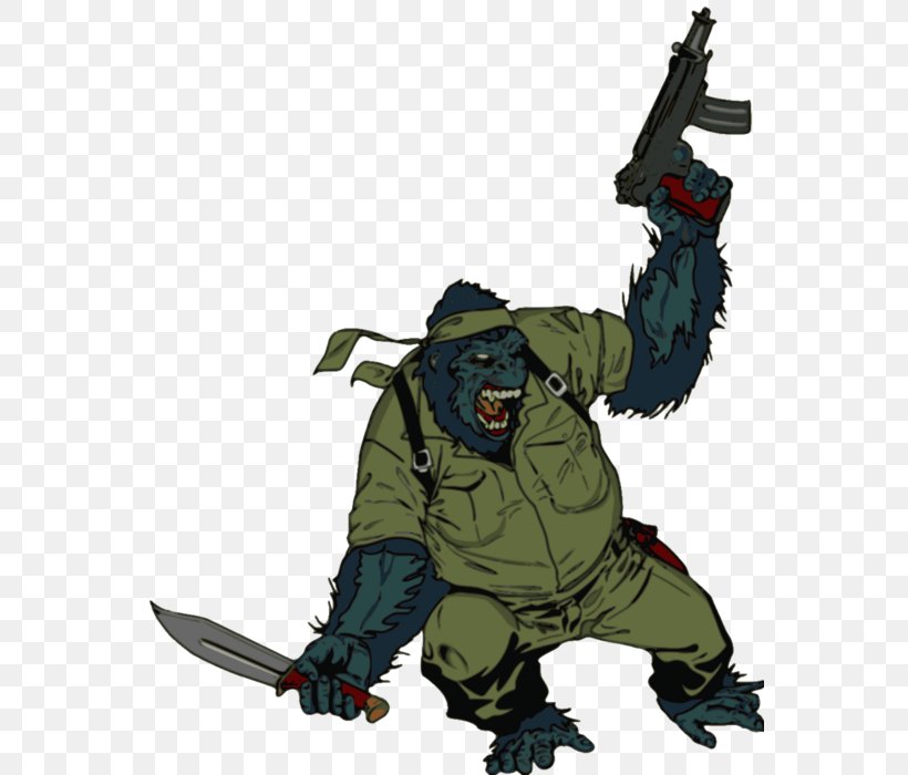 Gorilla Ape Soldier Veteran Clip Art, PNG, 560x700px, Gorilla, Ape, Fictional Character, Monkey, Mythical Creature Download Free