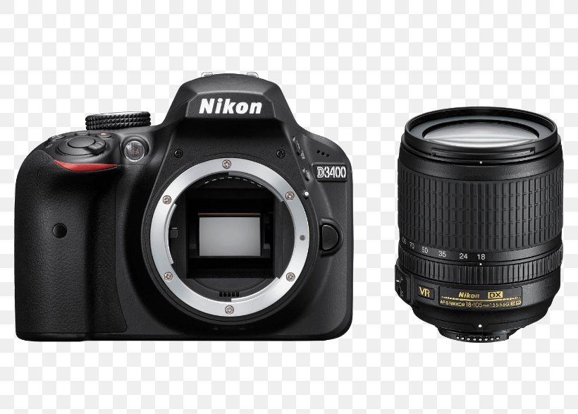 Nikon D3400 AF-S DX Nikkor 18-105mm F/3.5-5.6G ED VR Digital SLR Nikon AF-S DX Nikkor 35mm F/1.8G Nikon AF-S DX Zoom-Nikkor 18-55mm F/3.5-5.6G, PNG, 786x587px, Nikon D3400, Afs Dx Nikkor 18105mm F3556g Ed Vr, Camera, Camera Accessory, Camera Lens Download Free