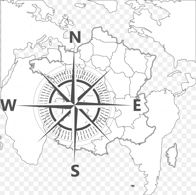 Compass World Map Clip Art, PNG, 2088x2081px, Compass, Area, Black And White, Cardinal Direction, Cartography Download Free