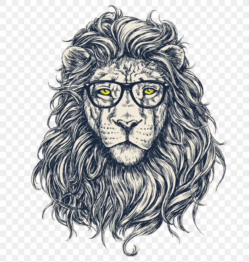 Lion Hipster Stock Photography, PNG, 950x1000px, Lion, Art, Big Cats, Black And White, Carnivoran Download Free