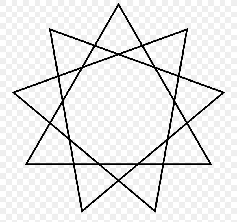 Star Polygon Enneagram Regular Polygon, PNG, 768x768px, Star Polygon, Area, Black, Black And White, Diagram Download Free