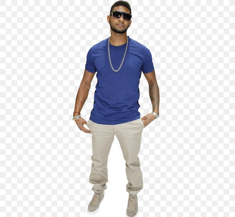 T-shirt Shoulder Sleeve Celebrity Cutouts Usher Life Size Cutout Jeans, PNG, 363x757px, Tshirt, Blue, Clothing, Cobalt Blue, Cool Download Free