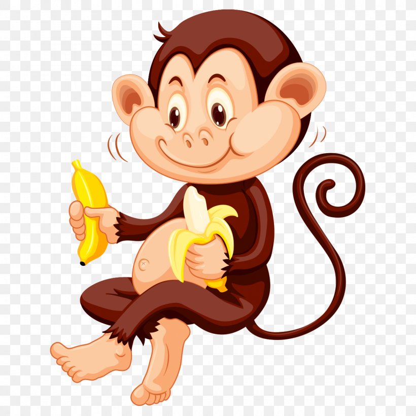 Vector Graphics Clip Art Stock Illustration Monkey, PNG, 1280x1280px, Monkey, Animal Figure, Banana, Big Cats, Carnivoran Download Free