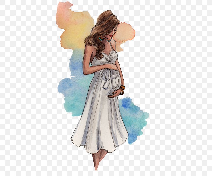 Drawing Pregnancy Fashion Illustration, PNG, 500x680px, Watercolor, Cartoon, Flower, Frame, Heart Download Free