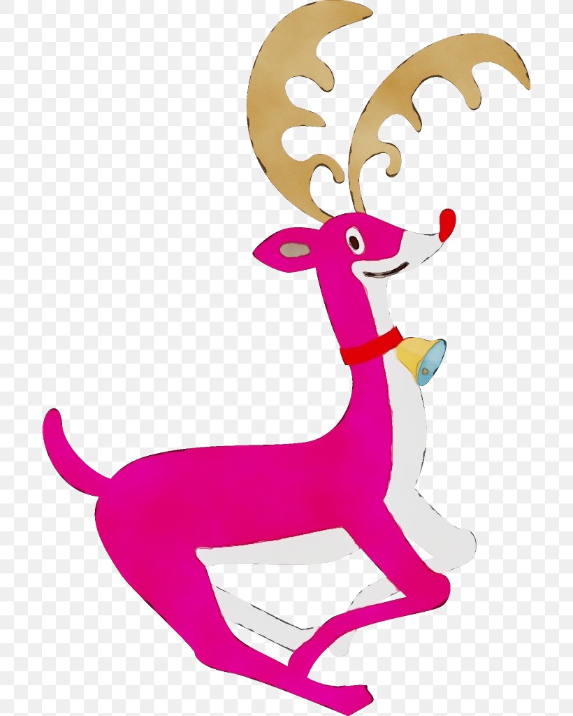 Reindeer, PNG, 700x1024px, Watercolor, Animal Figure, Deer, Magenta, Paint Download Free