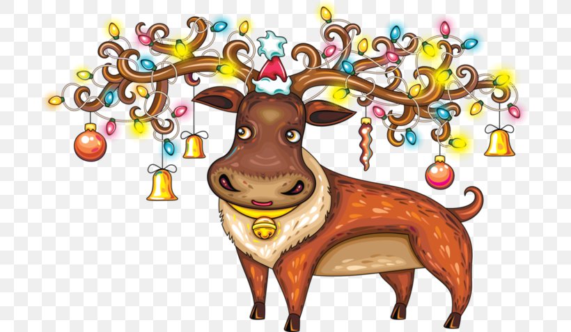 Reindeer Santa Claus Clip Art, PNG, 699x477px, Deer, Antler, Art, Christmas, Christmas Card Download Free