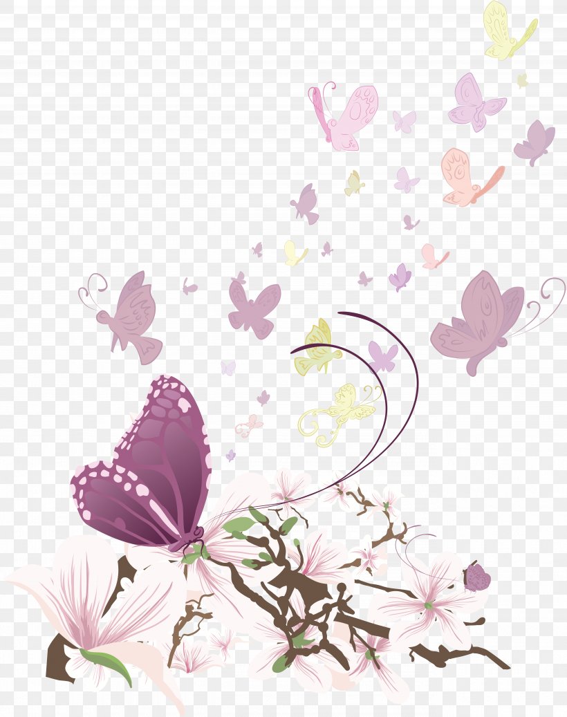 Clip Art, PNG, 5325x6738px, Color, Blossom, Branch, Brush Footed Butterfly, Butterflies And Moths Download Free