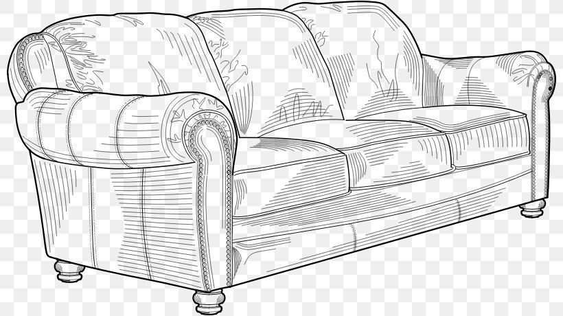 Couch Furniture Clip Art, PNG, 800x460px, Couch, Black And White, Chair, Drawing, Furniture Download Free