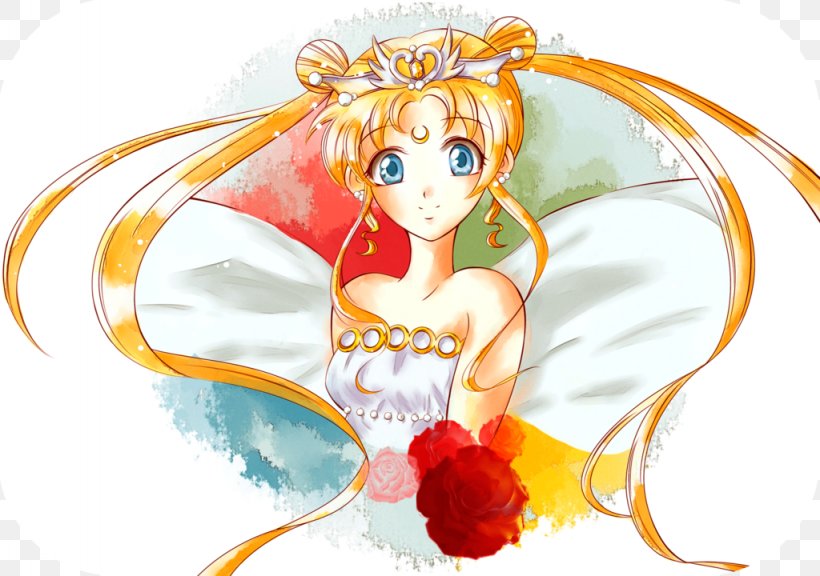 Sailor Moon Queen Serenity Tuxedo Mask Chibiusa Art, PNG, 1024x720px, Watercolor, Cartoon, Flower, Frame, Heart Download Free