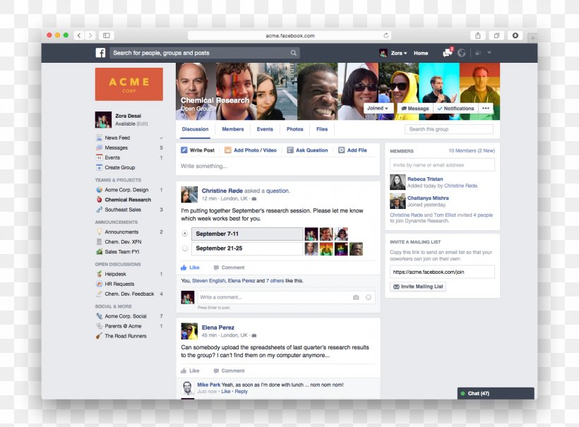 Workplace By Facebook Facebook, Inc. Social Networking Service Social Media, PNG, 1400x1034px, Workplace By Facebook, Business, Company, Computer, Computer Program Download Free