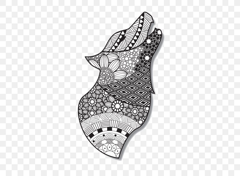 Wolf Vector Graphics Drawing Graphic Design, PNG, 424x600px, Wolf, Art, Black And White, Decorative Arts, Doodle Download Free