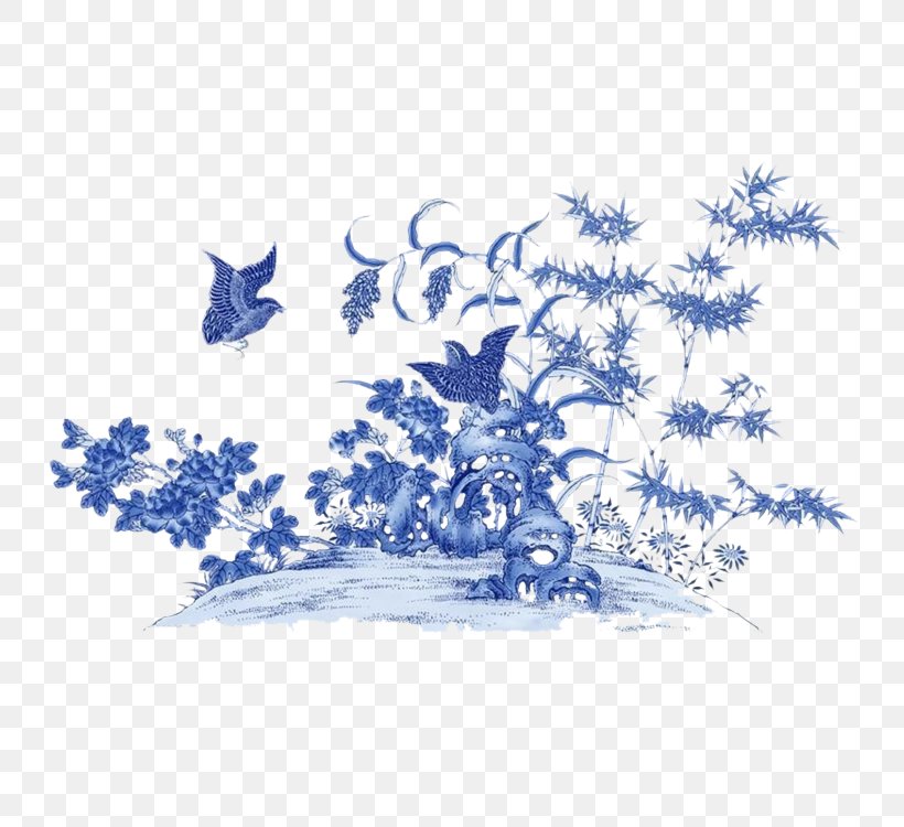 Blue And White Pottery Motif Clip Art, PNG, 750x750px, Blue And White Pottery, Blue, Branch, Chinoiserie, Leaf Download Free