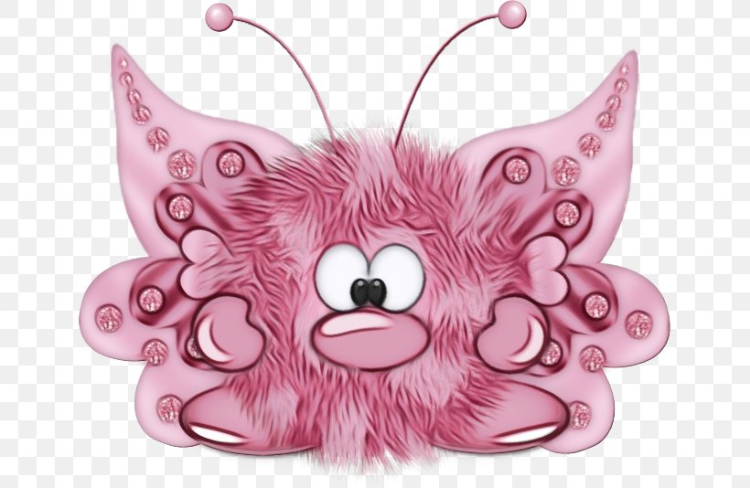 Pink Head Cartoon Snout Whiskers, PNG, 647x534px, Watercolor, Animation, Butterfly, Cartoon, Fictional Character Download Free