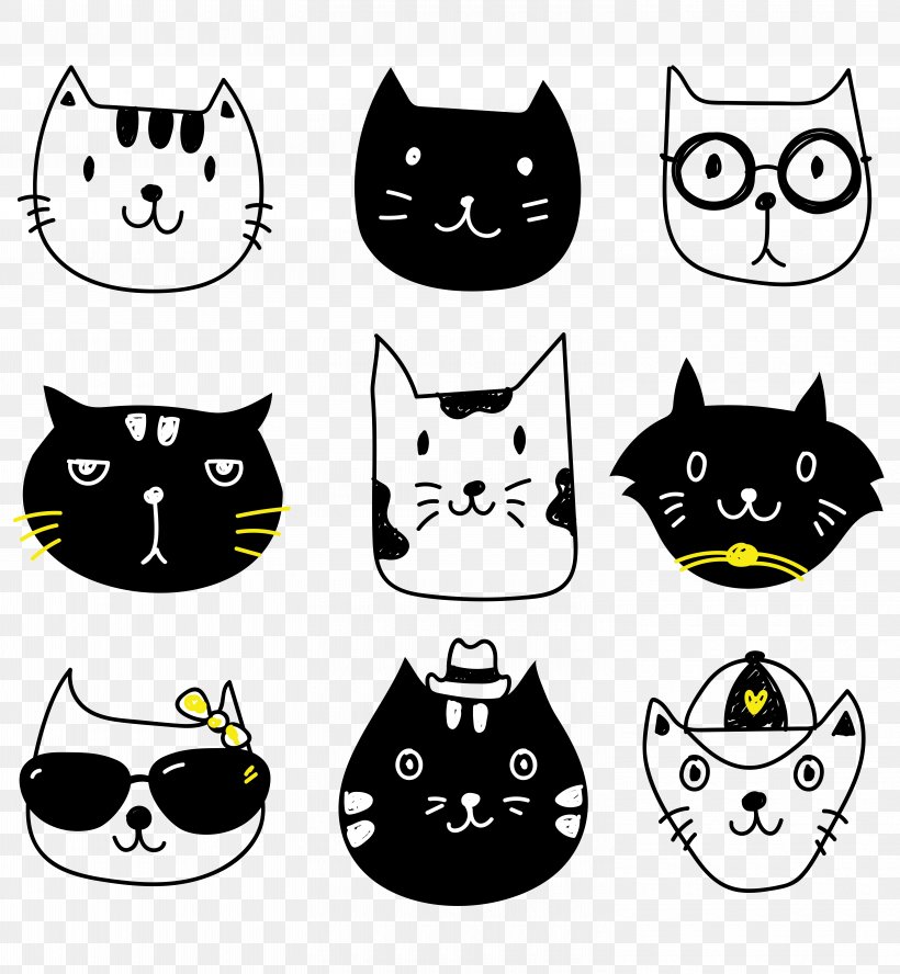 Cat Kitten Clip Art, PNG, 6000x6500px, Cat, Black, Black And White, Black Cat, Carnivoran Download Free