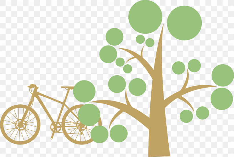 Leaf Plant Stem Cartoon Green Tree, PNG, 3000x2020px, Bike, Bicycle, Cartoon, Flower, Green Download Free