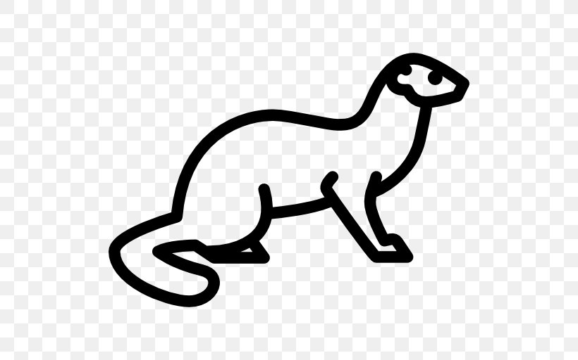 Stoat Long-tailed Weasel Clip Art, PNG, 512x512px, Stoat, Area, Artwork, Black, Black And White Download Free