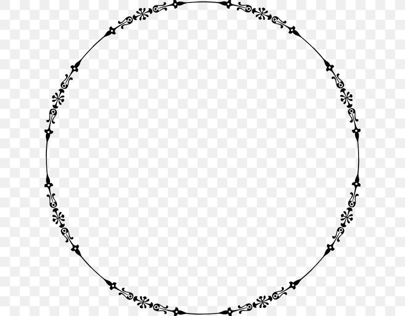 Decorative Borders Moon Lunar Phase Circle Clip Art, PNG, 640x640px, Decorative Borders, Area, Black And White, Body Jewelry, Chain Download Free