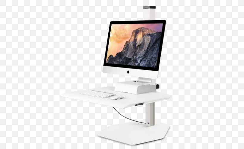 Sit-stand Desk Standing Desk IMac, PNG, 500x500px, Sitstand Desk, Apple, Computer Monitor, Computer Monitor Accessory, Computer Monitors Download Free
