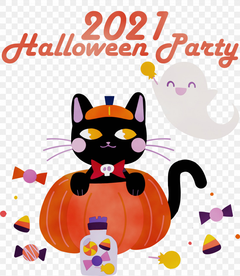Invitation, PNG, 2613x3000px, Halloween Party, Cartoon, Cat, Catlike, Invitation Download Free