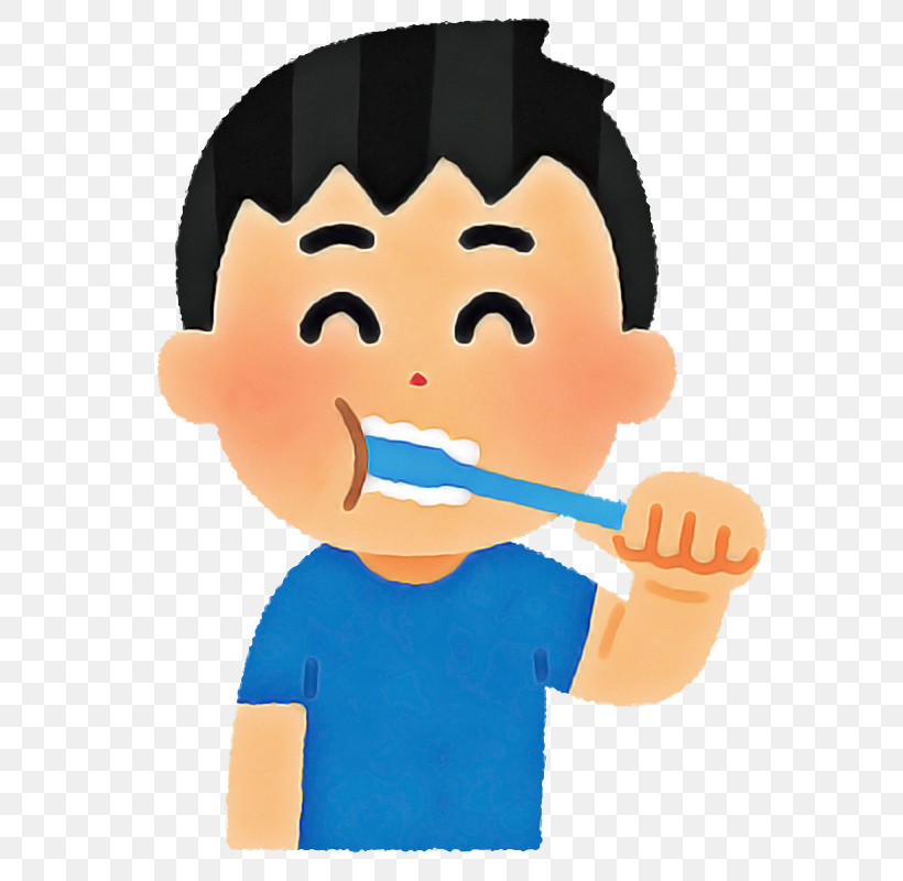 animated kids brushing teeth