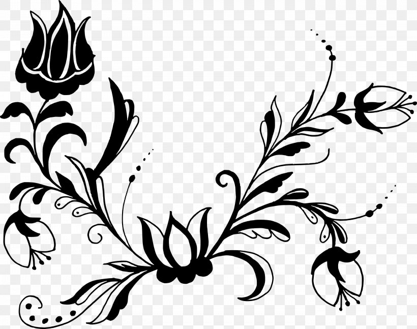 Floral Design Flower Art, PNG, 2788x2200px, Floral Design, Art, Artwork, Black, Black And White Download Free