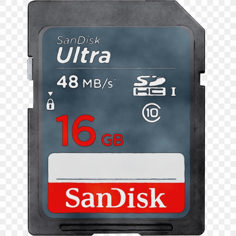 Memory Card Computer Data Storage Sandisk Sd Card, PNG, 1000x1000px, 32 Gb, Watercolor, Computer Data Storage, Flash Memory, Memory Card Download Free