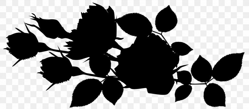 Flowering Plant Font Silhouette Pattern, PNG, 3000x1317px, Flower, Blackandwhite, Branching, Flowering Plant, Leaf Download Free