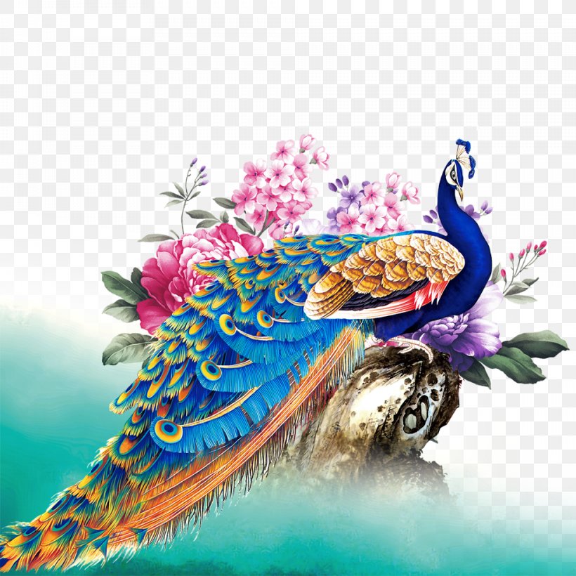 Peafowl Bird, PNG, 984x984px, Peafowl, Art, Bird, China Wind, Christmas Download Free