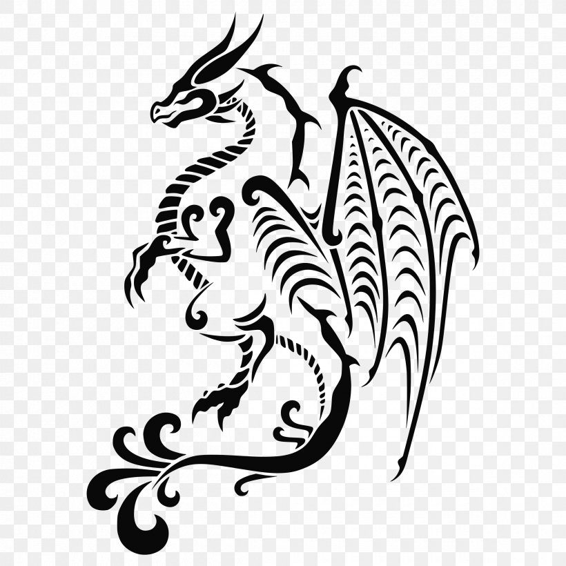 Tattoo Drawing Clip Art, PNG, 2400x2400px, Tattoo, Art, Artwork, Black And White, Dragon Download Free