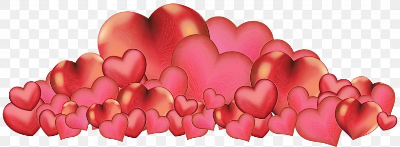 Valentine's Day, PNG, 2500x921px, Watercolor, Heart, Love, Magenta, Paint Download Free