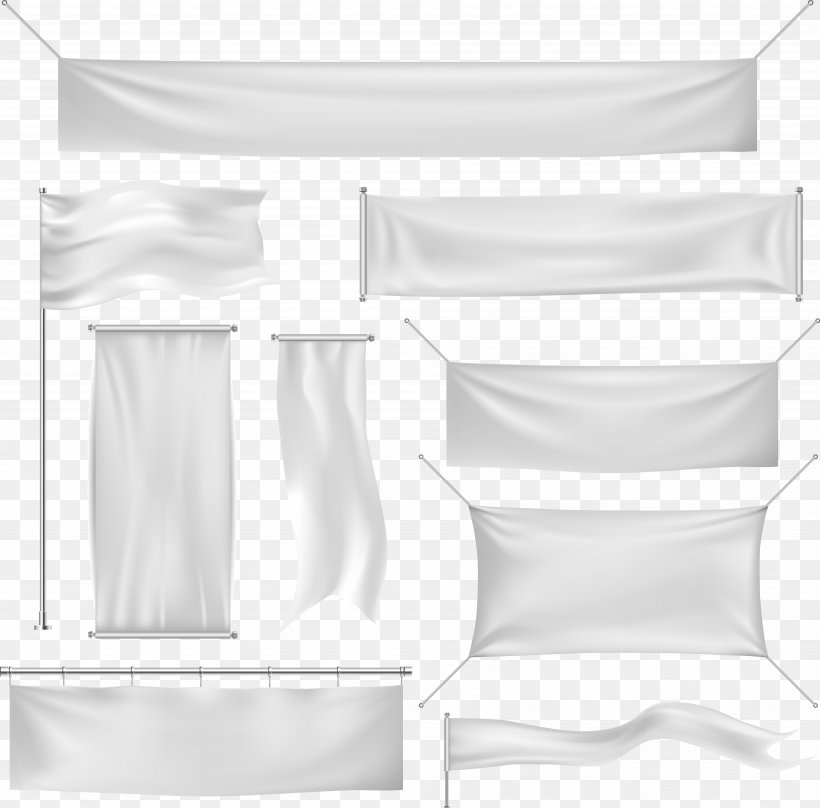 Banner Euclidean Vector Silk, PNG, 7751x7639px, Banner, Black And White, Cotton, Furniture, Monochrome Download Free