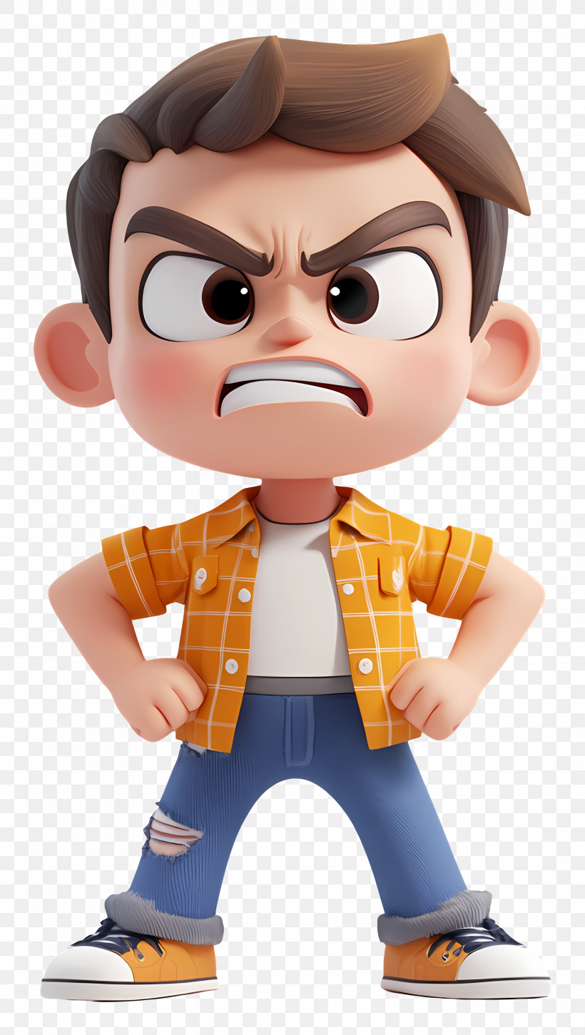 Cartoon Angry Boy - Angry Boy In Plaid Shirt Cartoon PNG