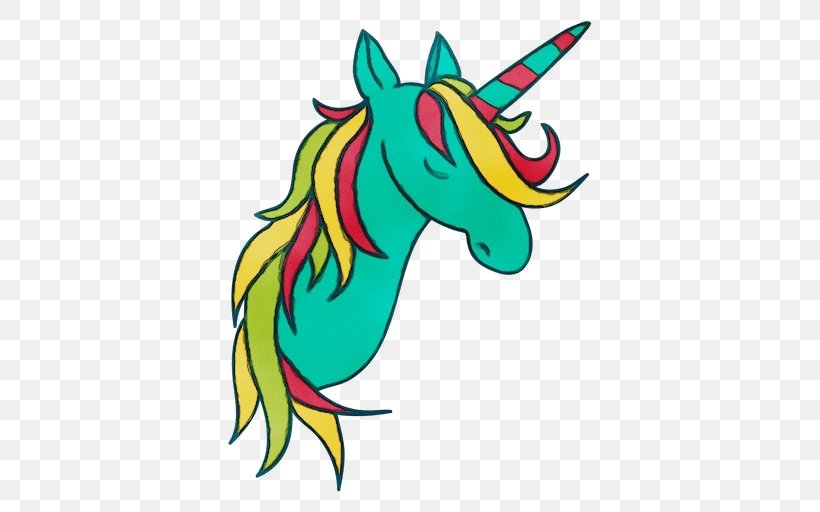 Unicorn, PNG, 512x512px, Watercolor, Cartoon, Fictional Character, Horn, Line Art Download Free