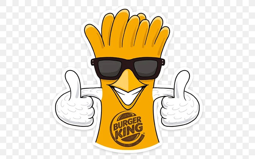 Burger King Sticker French Fries Chicken Telegram, PNG, 512x512px, Burger King, Advertising, Beak, Brand, Business Download Free