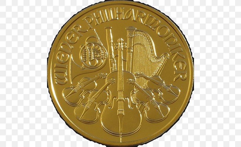 Vienna Philharmonic Gold Coin Bullion Coin, PNG, 500x500px, Vienna Philharmonic, Brass, Bullion, Bullion Coin, Centenario Download Free