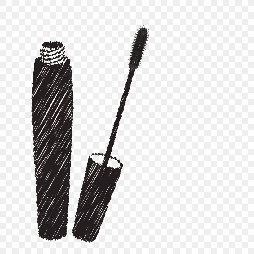 Mascara Drawing Cosmetics Illustration, PNG, 1000x1000px, Mascara, Black And White, Brush, Cosmetics, Drawing Download Free
