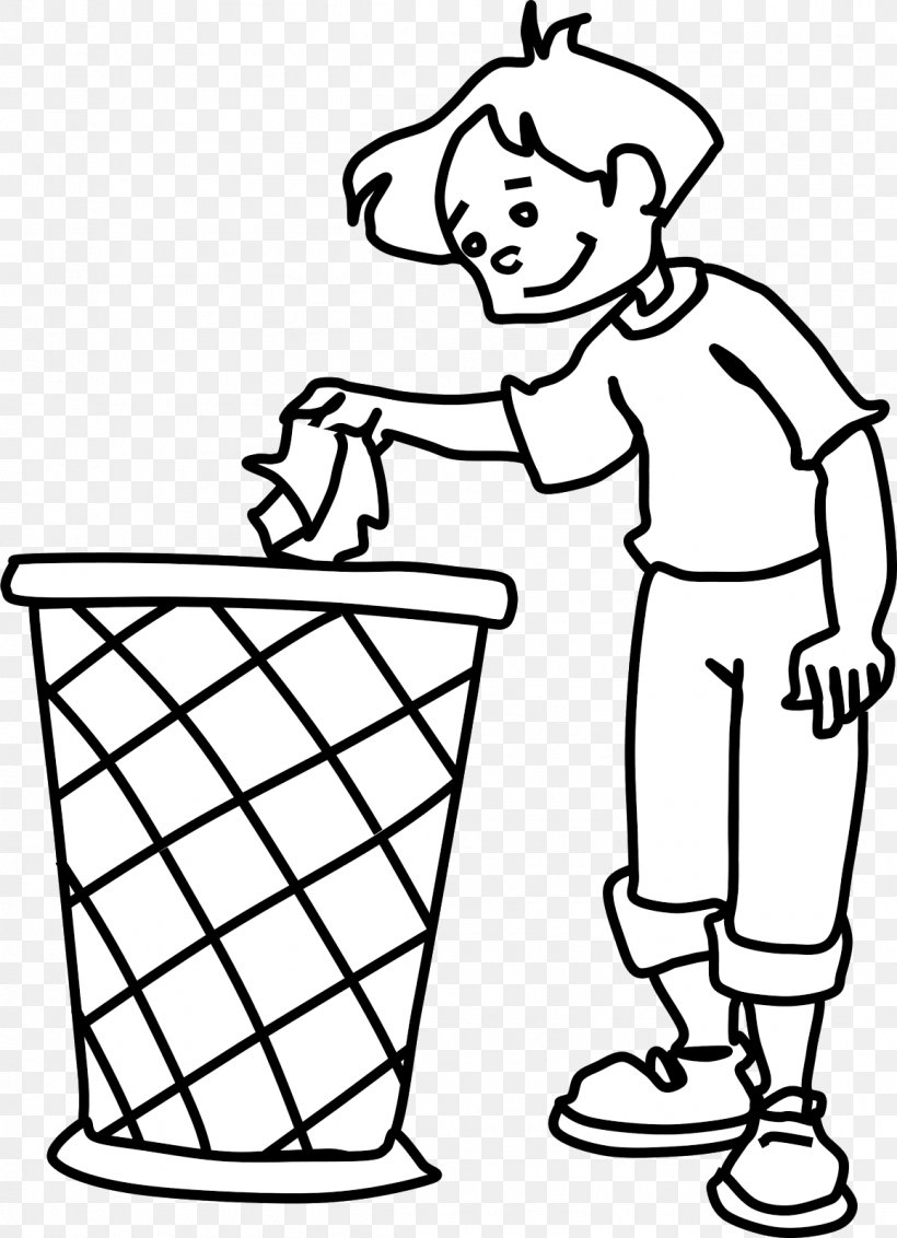 Rubbish Bins & Waste Paper Baskets Recycling Clip Art, PNG, 1158x1600px, Paper, Area, Black And White, Coloring Book, Drawing Download Free