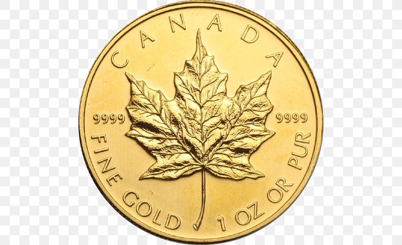 Canada Canadian Gold Maple Leaf Canadian Maple Leaf Gold Coin, PNG, 500x500px, Canada, Bullion, Bullion Coin, Canadian Gold Maple Leaf, Canadian Maple Leaf Download Free