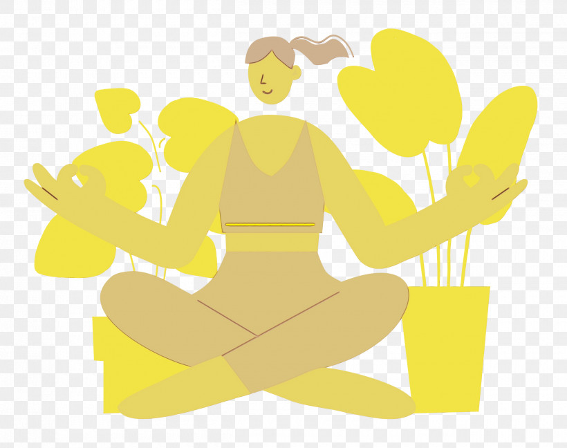 Cartoon Yellow Sitting Happiness Behavior, PNG, 2500x1976px, Health, Behavior, Cartoon, Happiness, Hm Download Free