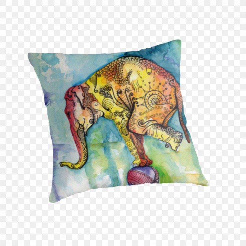 Indian Elephant Throw Pillows Cushion, PNG, 875x875px, Indian Elephant, Cushion, Elephant, Elephantidae, Elephants And Mammoths Download Free