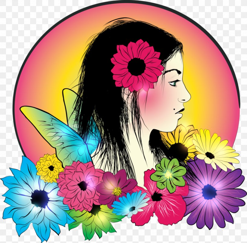 Art Floral Design, PNG, 900x884px, Art, Black Hair, Butterfly, Deviantart, Dexter Download Free