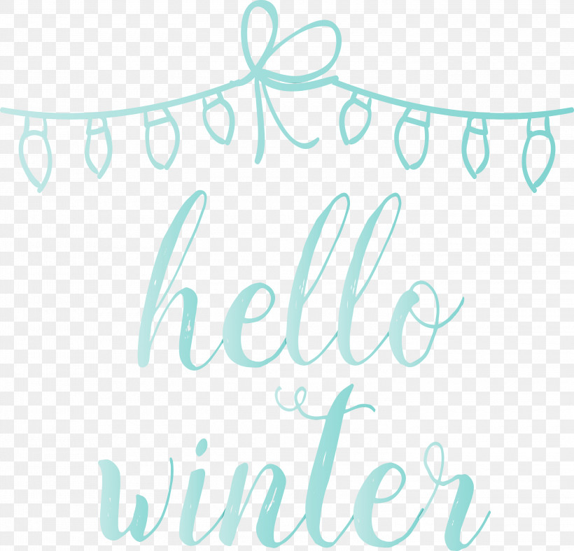 Logo Font Turquoise Meter Line, PNG, 3000x2886px, Hello Winter, Area, Line, Logo, Meter Download Free