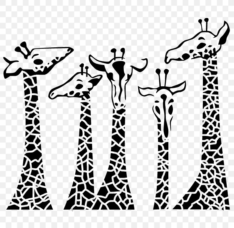 Wall Decal Northern Giraffe Sticker Vinyl Group, PNG, 800x800px, Wall Decal, Art, Black And White, Decal, Family Download Free