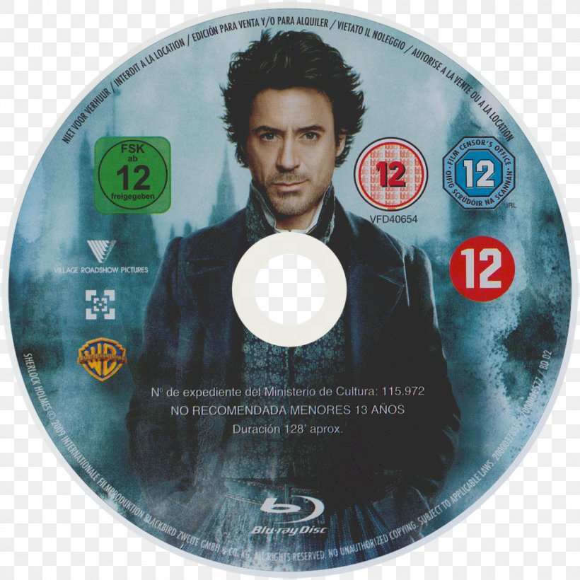 Robert Downey Jr. Sherlock Holmes Compact Disc Blu-ray Disc Film, PNG, 1000x1000px, Robert Downey Jr, Bluray Disc, Compact Disc, Data Storage Device, Digital Copy Download Free