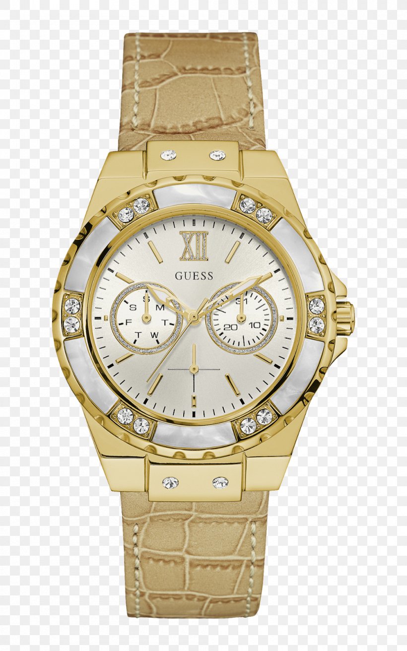Watch Guess United Kingdom Woman Longines, PNG, 1000x1600px, Watch, Beige, Chronograph, Clock, Gold Download Free