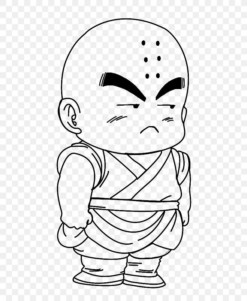 Krillin Line Art Thumb Character, PNG, 545x1000px, Watercolor, Cartoon, Flower, Frame, Heart Download Free