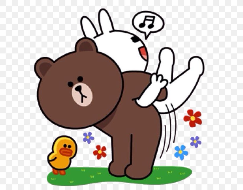 Brown Bear Line Friends Sticker, PNG, 636x640px, Brown Bear, Area, Artwork, Bear, Carnivoran Download Free