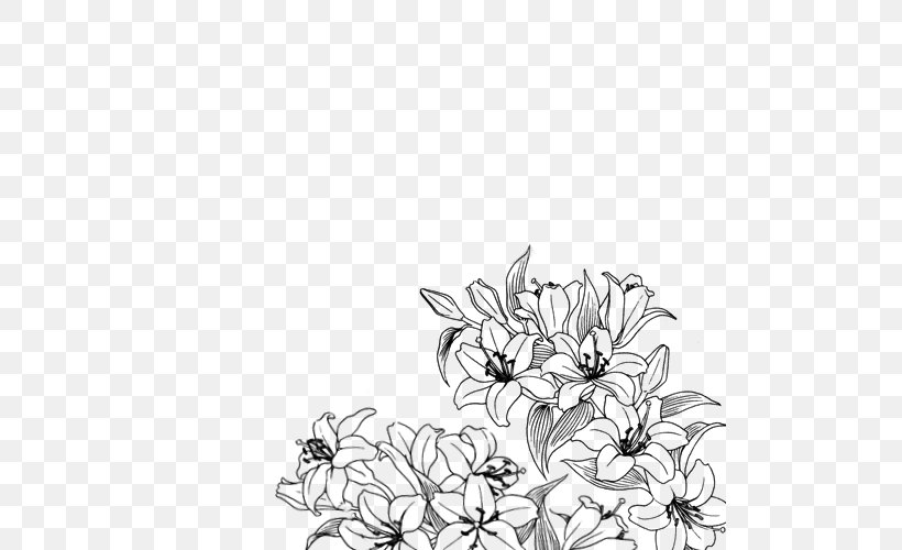 Flower Floral Design Black And White, PNG, 500x500px, Watercolor, Cartoon, Flower, Frame, Heart Download Free