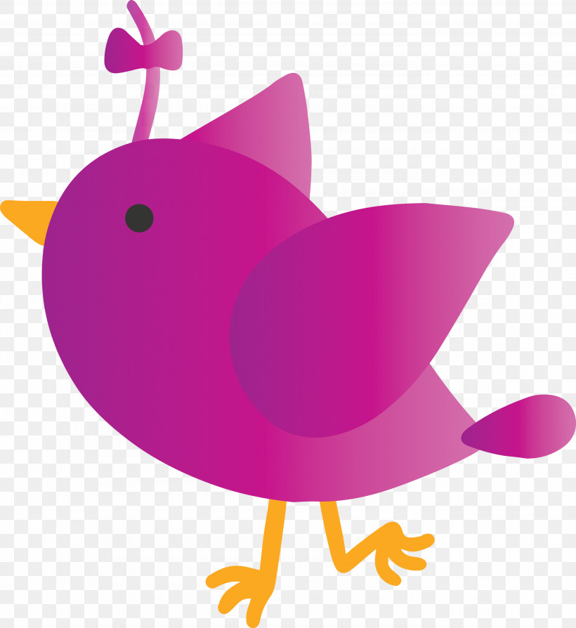 Pink Purple Bird Magenta, PNG, 2750x3000px, Cute Cartoon Bird, Bird, Magenta, Pink, Purple Download Free